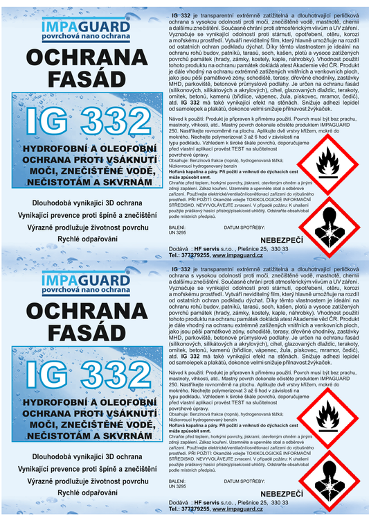 IG 332 - Hydrofobní a oleofobní polymer zabraňující vsáknutí moči