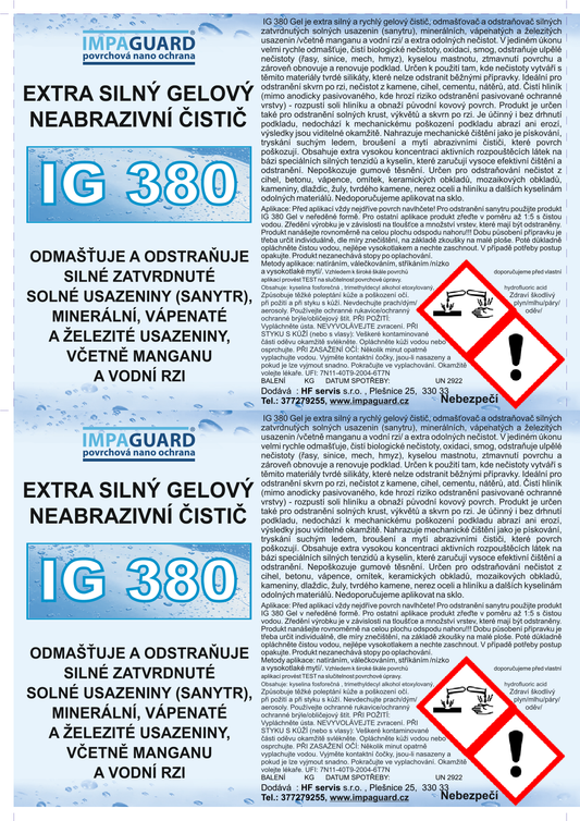 Extra silný odstraňovač silných vrstev minerálních usazenin a rzi z nerez oceli - koncentrát - IG 380