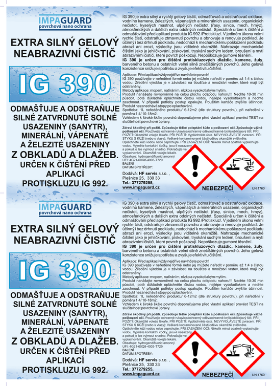 Silný a rychlý nanogel na protiskluzové dlažby - koncentrát - IG 390