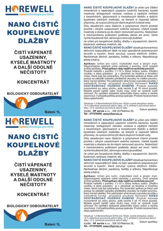 Horewell Nano čistič koupelnové dlažby - koncentrát
