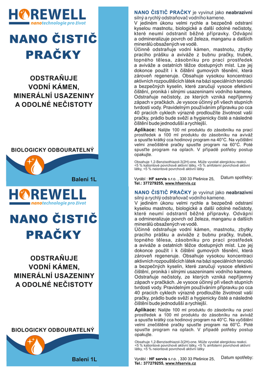 Horewell Nano čistič pračky - koncentrát