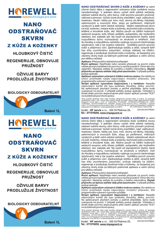 Horewell Nano odstraňovač skvrn z kůže a koženky