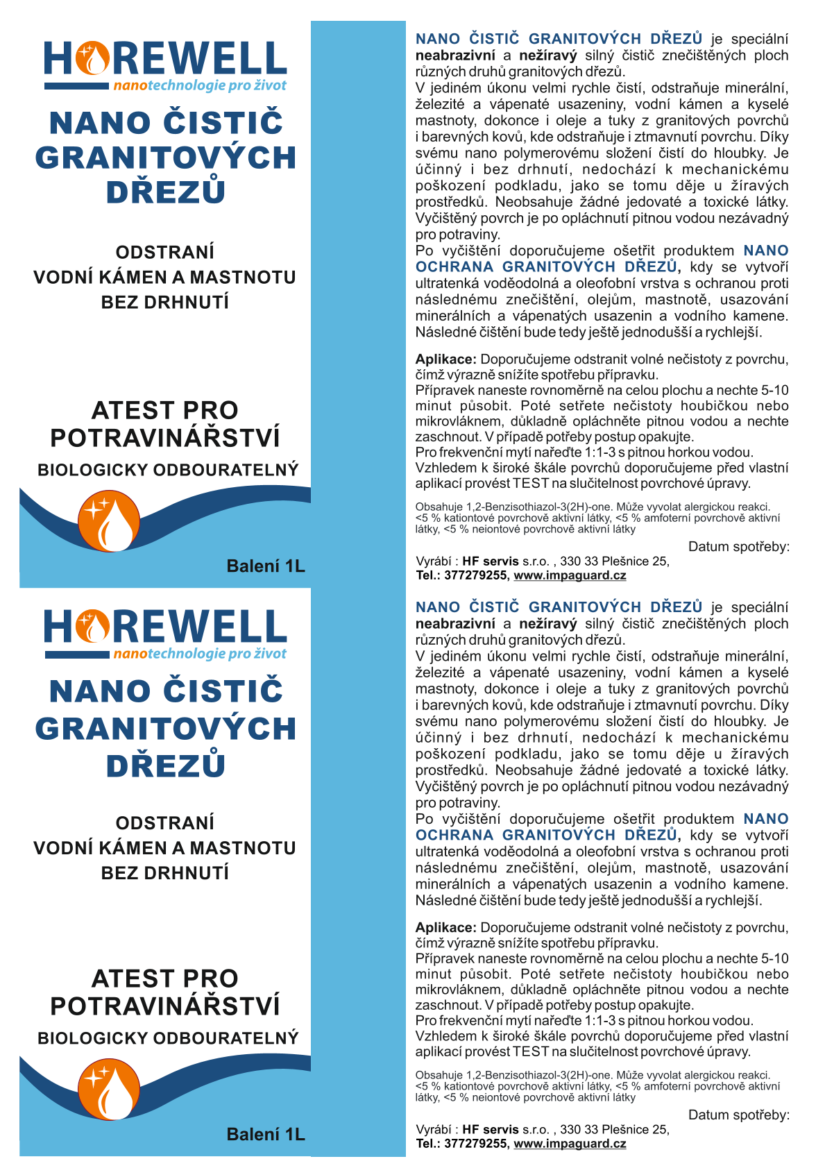 Horewell Nano čistič granitových dřezů