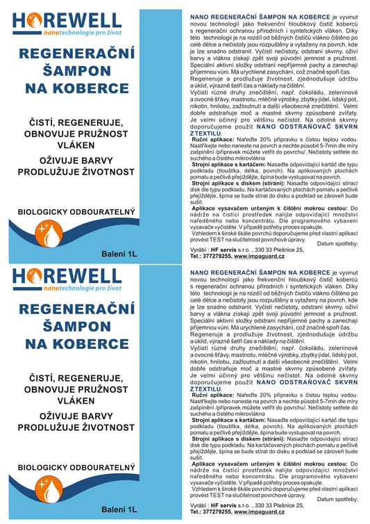 Horewell Nano regenerační šampon na koberce - koncentrát